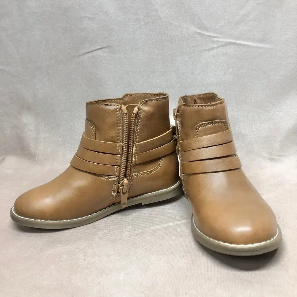 Toddler girl size 9 faux-leather buckled strap ankle boots